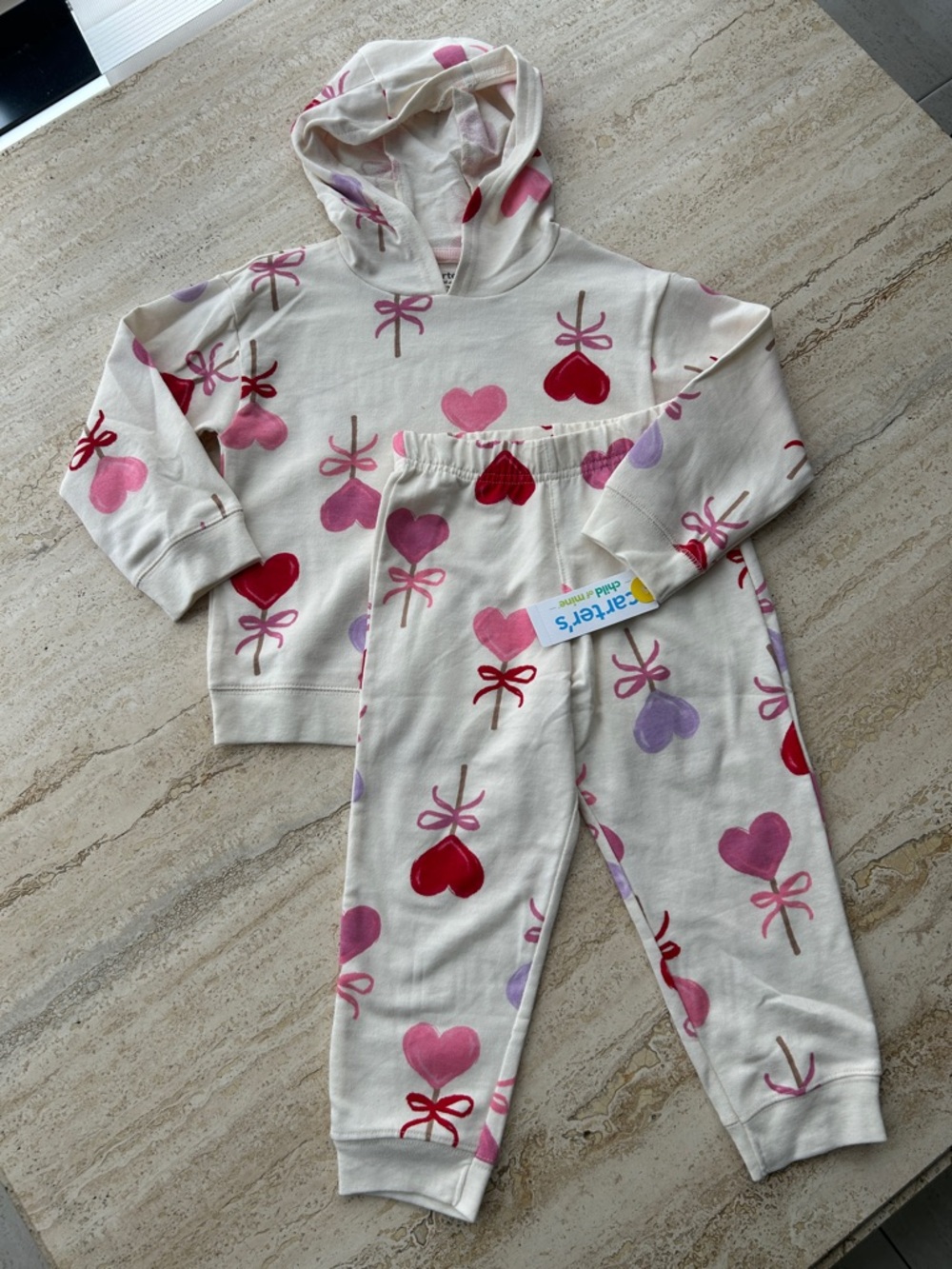 NEW 🆕 Carter’s Hearts Hooded Set - Pink & Red / new with tags